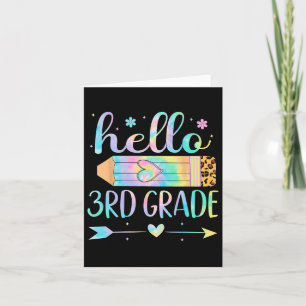 Tie Dye 3rd Grade Back To School Hello Third Grade Card