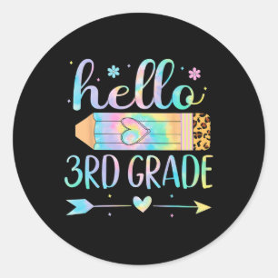 Tie Dye 3rd Grade Ck To School Hello Third Grade T Classic Round Sticker