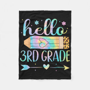 Tie Dye 3rd Grade Ck To School Hello Third Grade T Fleece Blanket