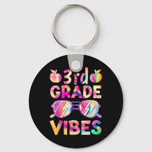 Tie Dye 3rd Grade Vibes Teacher First Day Of Byck  Key Ring