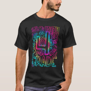 Tie Dye 4th Grade Typography Team Fourth Grade Tea T-Shirt