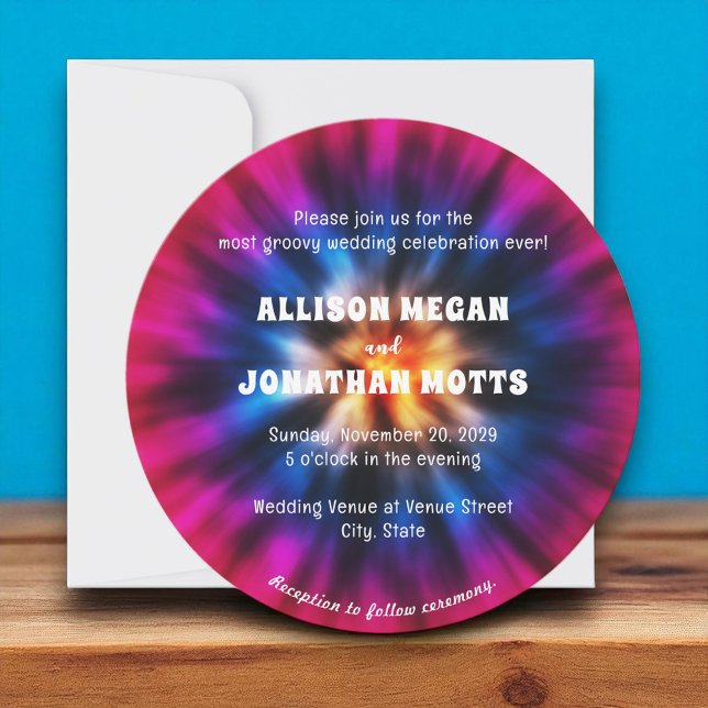 Tie Dye 60s 70s Retro Wedding Invitation (Creator Uploaded)