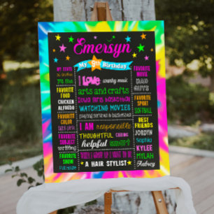 Tie Dye 9th 10th Birthday milestone sign 1073