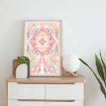 Tie Dye Abstract Art Pastel Pink Orange Boho Poster<br><div class="desc">Looking for a piece that stands out from the crowd? Look no further,  this original vertical soft pastels boho tie dye kaleidoscope abstract art print in light pastel pink and orange colours on white will stand out in any room and bring calmness and good vibes. Photo credit: Minh Pham</div>