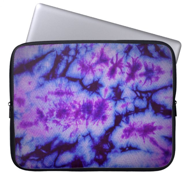 tie dye abstract in shades of blue and purple lapt laptop sleeve (Front)
