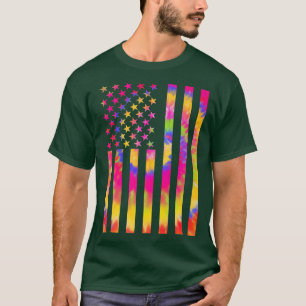 Tie Dye American Flag Patriotic Happy 4th Of July  T-Shirt