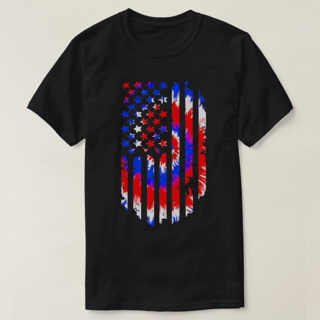 Tie Dye American Flag Patriotic Happy 4th Of July  T-Shirt (Design Front)