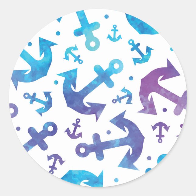 Tie Dye Anchor Pattern 2 Classic Round Sticker (Front)