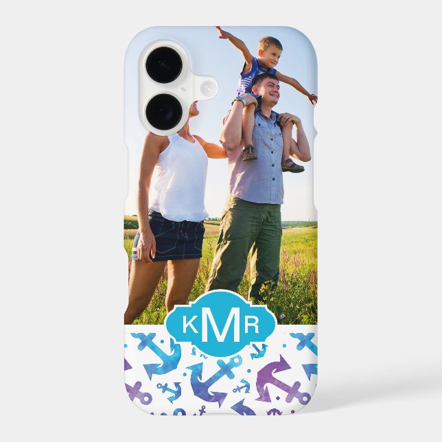 Tie Dye Anchor Pattern | Your Photo & Monogram (Back)