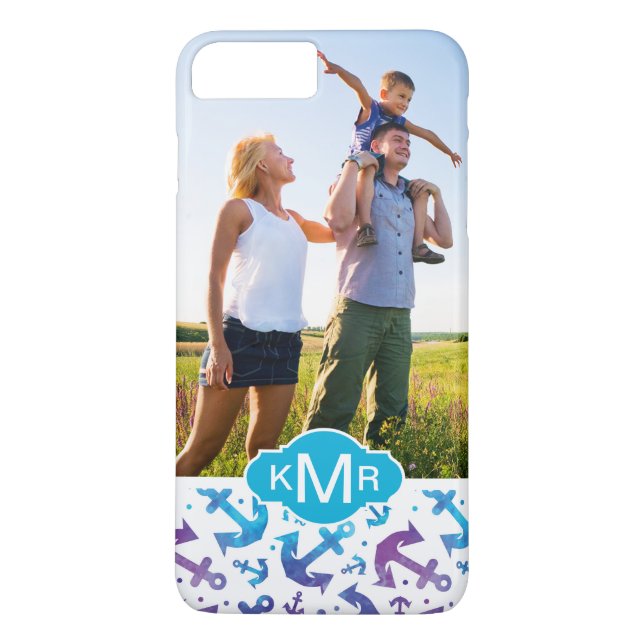 Tie Dye Anchor Pattern | Your Photo & Monogram Case-Mate iPhone Case (Back)