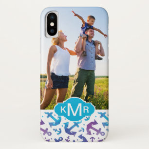 Tie Dye Anchor Pattern   Your Photo & Monogram Case-Mate iPhone Case