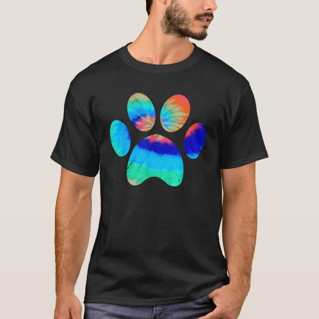 Tie Dye Animal Cat Dog Paw Print Pet Lover Shirt G (Front)
