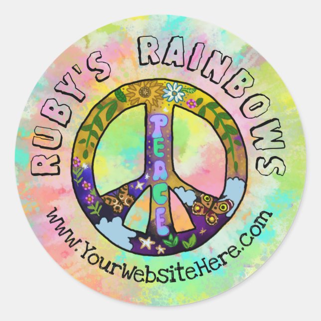 Tie-Dye Art and Bohemian Appreal Business Classic Round Sticker (Front)