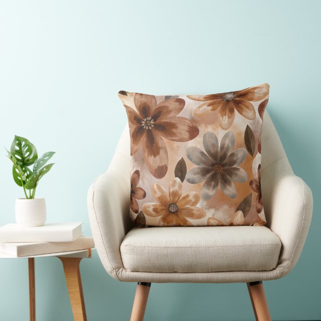 Tie Dye Autumn Floral Cushion (Chair)
