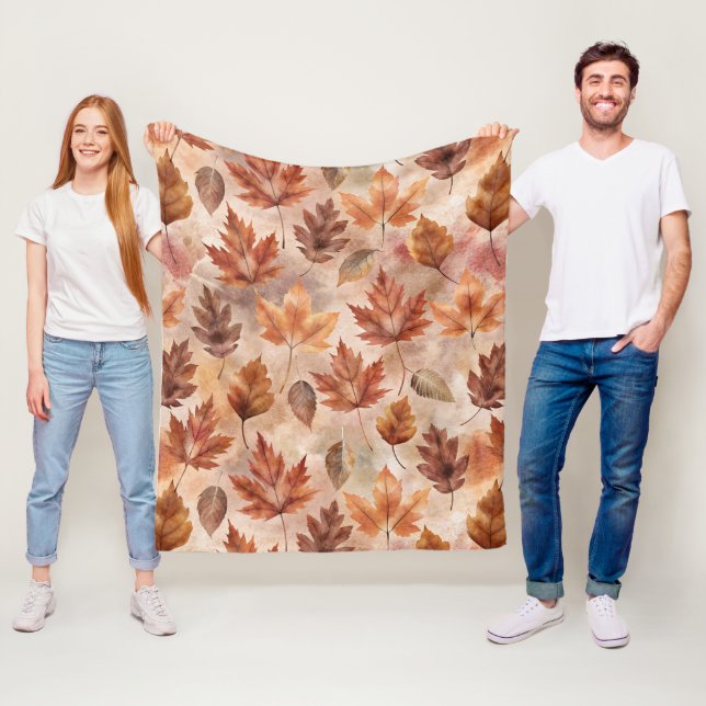 Tie Dye Autumn Leaves Fleece Blanket (In Situ)