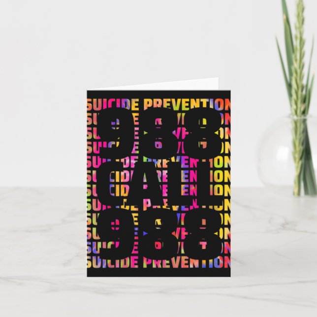 Tie Dye Awareness Suicide Prevention 988 Mental He Card (Front)