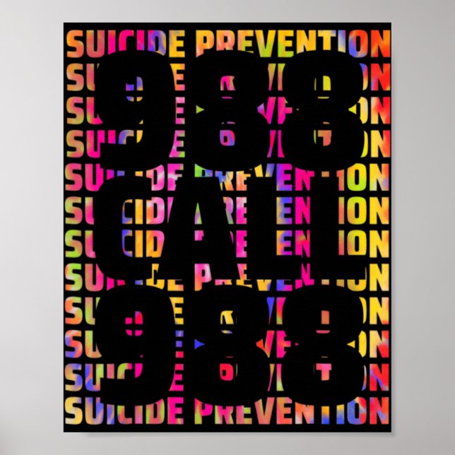 Tie Dye Awareness Suicide Prevention 988 Mental He Poster (Front)