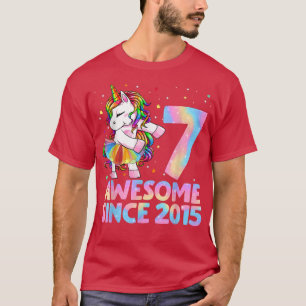 Tie Dye Awesome Since 2015 7th Birthday Flossing U T-Shirt
