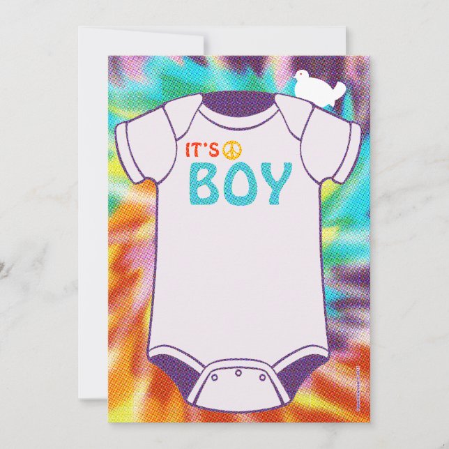 Tie Dye Baby Shower Invitations Boys (Front)