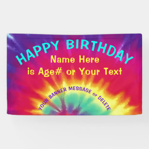 Tie Dye Banner Personalised for Birthday Banner