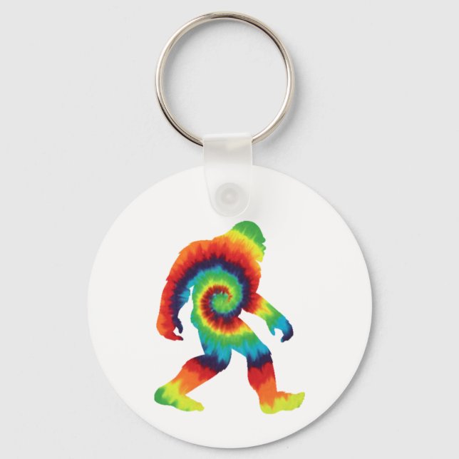 Tie Dye Bigfoot    Key Ring (Front)