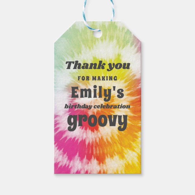 Tie-Dye Birthday Favour Tag (Front)