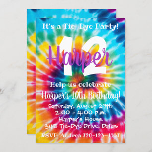 Tie Dye Birthday Invitation Tie Dye Invitation