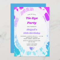 Tie Dye Birthday Party Bright Pink Lilac Turquoise