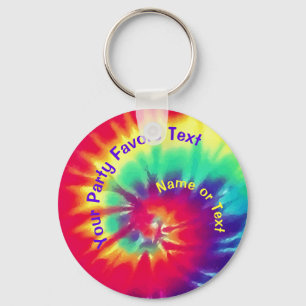 Tie Dye Birthday Party Favours PERSONALIZE Keychai Key Ring