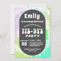 Tie-Dye Birthday Party Girl Rainbow Sleepover Invi