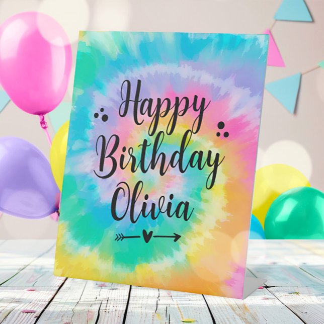 Tie Dye Birthday Party Sign Pedestal (Creator Uploaded)