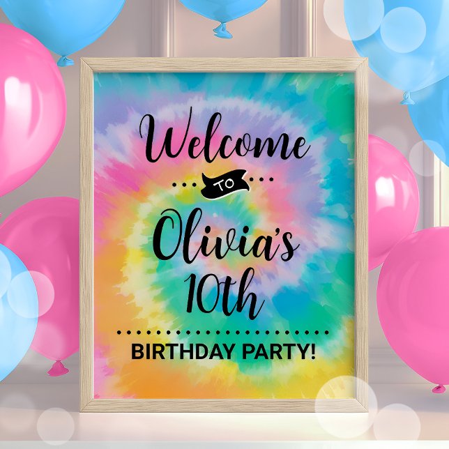 Tie Dye Birthday Party Welcome Sign Retro Hippie (Creator Uploaded)