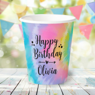 Tie Dye Birthday Retro Paper Cup