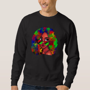 Tie Dye Black Queen Afro Beauty Melanin Black Hist Sweatshirt