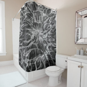TIE DYE BLACK WHITE  SHOWER CURTAIN