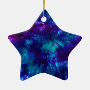 Tie Dye/Blue and Green Ceramic Tree Decoration