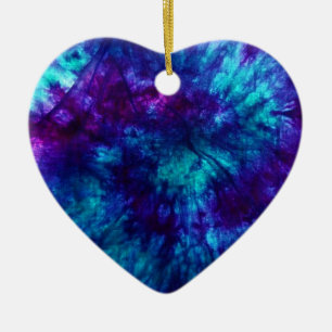 Tie Dye/Blue and Green Ceramic Tree Decoration