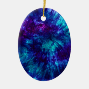 Tie Dye/Blue and Green Ceramic Tree Decoration