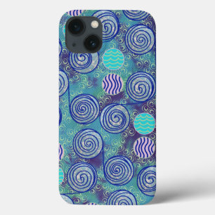 Tie Dye Blue Circles Pattern iPhone 13 Case