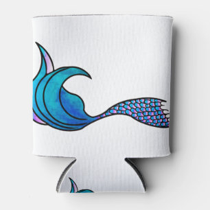 Tie Dye Blue Mermaid tail Can Cooler