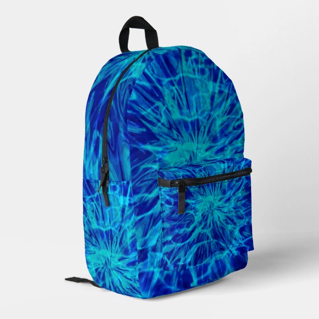TIE DYE BLUE   PRINTED BACKPACK (Back Corner Left)