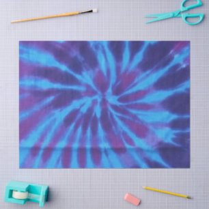 Tie Dye Blue Teal Purple Hippie Decoupage Tissue Paper