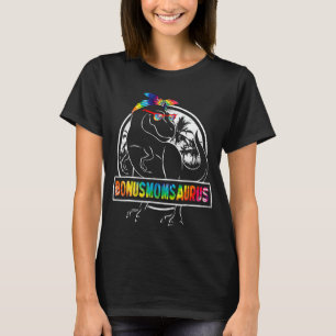 Tie Dye Bonusmomsaurus Bonus Mum Dinosaur Rex Moth T-Shirt
