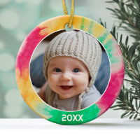 Tie Dye Border with Photo and Year - Red Green