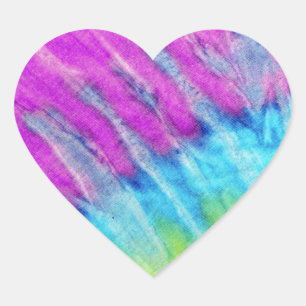 Tie Dye Bright Purple and Teal Heart Sticker