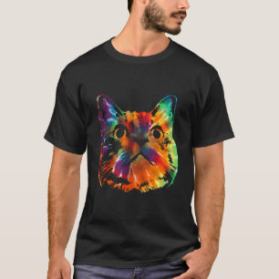 Tie Dye Cat Colourful Tye Dye Kitten T-Shirt