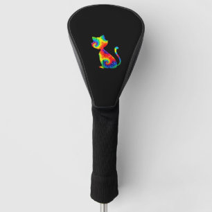 Tie Dye Cat Shirt _ Colourful Tye Dye Kitten_1 Golf Head Cover