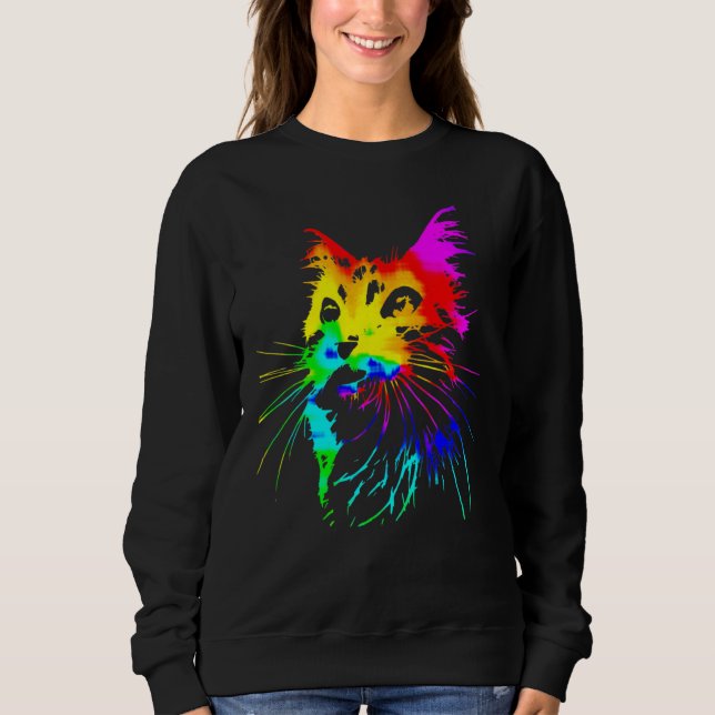 Tie Dye Cat Splash Art Sweatshirt (Front)
