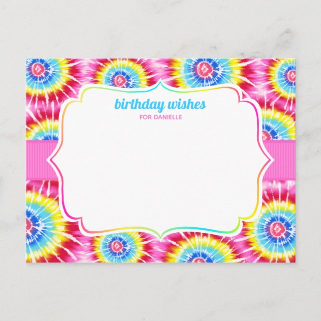 Tie Dye Celebration Birthday Advice, Wish Cards (Front)
