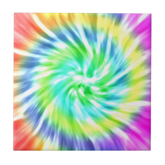 Tie Dye Ceramic Photo Tile (Front)